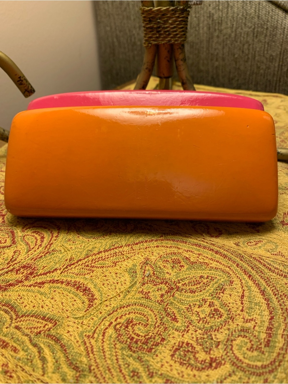 kate spade Pink and Orange Hard Sunglasses Case with Gold Logo - Picture 5 of 9